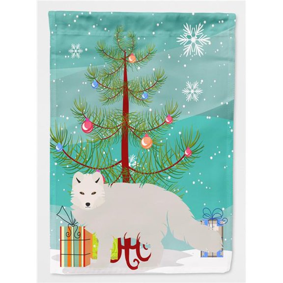 White Arctic Fox Christmas Flag Canvas House Size BB9244CHF