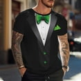thumbnail image 2 of UVEASISHA Funny Shirts for Men 3D Tuxedo Print Short Sleeve Graphic Tees Regular Fit Casual Crewneck Pullover Valentines Day Party T-Shirts Green 3XL, 2 of 8