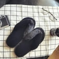 thumbnail image 4 of Black Flip Flop Slippers Fuzzy Fluffy Faux Fur House SPA Cute Open Toe Slippers for Women Girl/Women7.5-8.5 Men6.5-7.5 .., 4 of 9