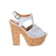 thumbnail image 2 of Qupid EK54 Women Nubuck Peep Toe Slit Cork Platform Sandal, 2 of 5