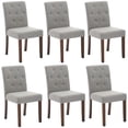 thumbnail image 2 of Contemporary Upholstered Dining Chairs Set of 2 - Button Tufted High Back, Soft Linen Fabric, Sturdy Wood Legs, Padded Seat, Easy Assembly - Grey - 2-Pack Linen | Grey, 2 of 8