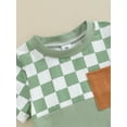 thumbnail image 6 of Bslissey Toddler Baby Boy Summer Clothes Checkerboard Print Short Sleeve T-Shirt + Elastic Waist Shorts 2Pcs Casual Outfits Infant Short Pants Set 6M 12M 18M 24M 3T 4T, 6 of 9
