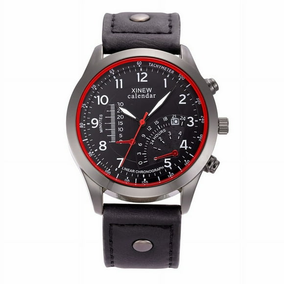 EGNMCR Men's Quartz Watch Military Leather Date Quartz Analog Men's Quartz Wrist Watches watch