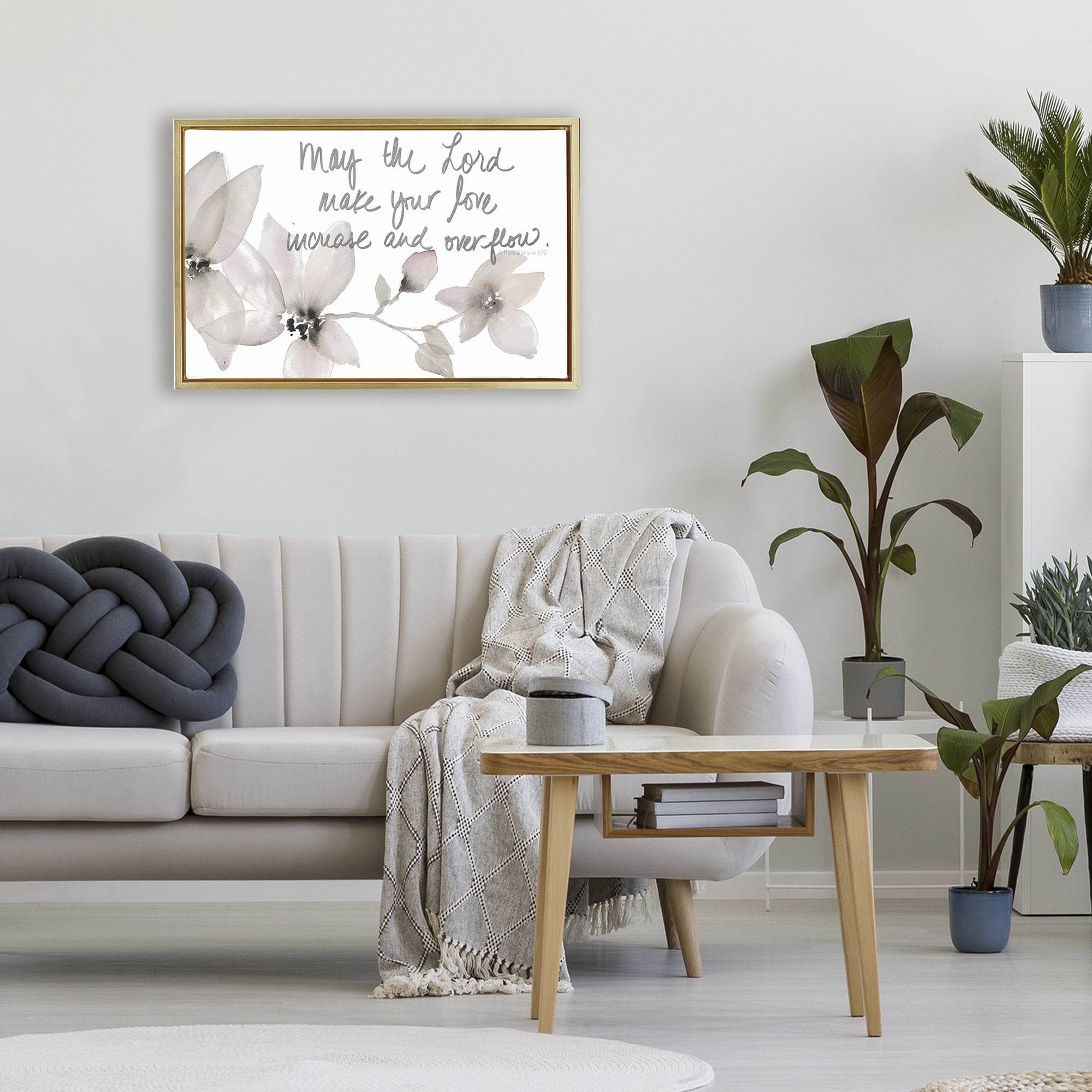 Stupell Industries Love Increase & Overflow Gold Framed Floater Canvas Wall Art, design by Lanie Loreth