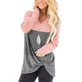 thumbnail image 2 of Yuemengxuan Women Color Block Twist Knot T-shirt Casual Long Sleeve Casual V-neck Tops, 2 of 5