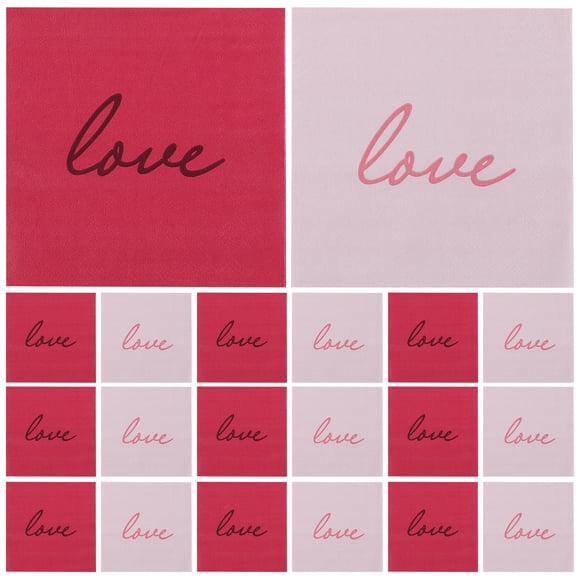80 servilletas desechables para invitados de San Valentín: servilletas de papel decorativas con estampados dulces para cenas, vajilla para fiestas, colores surtidos.