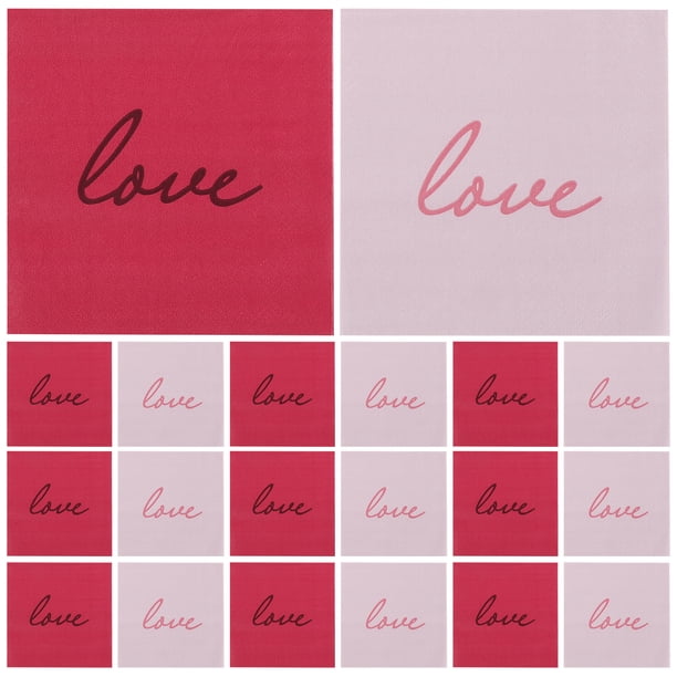 80 servilletas desechables para invitados de San Valentín: servilletas de papel decorativas con estampados dulces para cenas, vajilla para fiestas, colores surtidos.