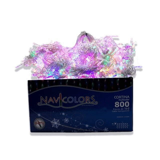 Cortina Decorativa Navicolors Luz LED Multicolor 800 Focos 3x3 m Cable Transparente
