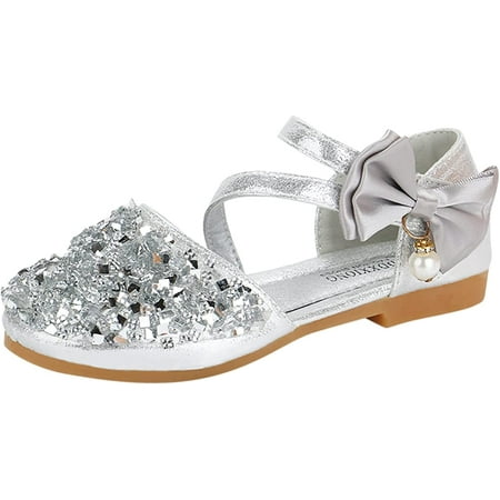 

Baby Girls Shoes Hook Loop Rubber Sandals Bowknot Rhinestone Ankle Strap Sandals for Toddler/Littler Kid/Big Kid