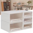 thumbnail image 2 of Organizador de cajones apilables Yotijar almacenamiento de plástico con cajón y compartimentos Cesta de almacenamiento en miniatura Blanco y claro, 2 of 7
