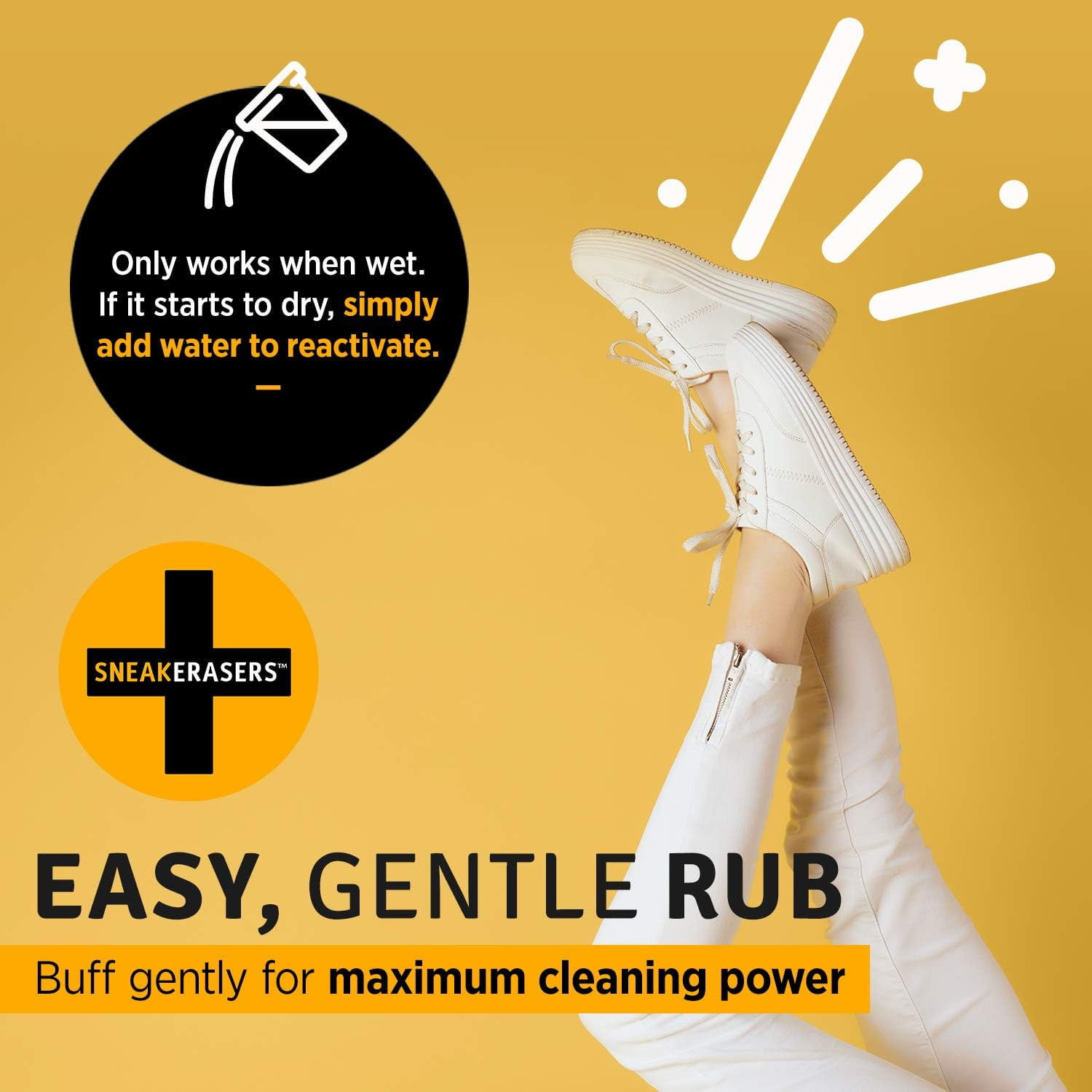 Sneakerasers  Shoe Cleaning Sponge, Pre-Moistened, 3-Pack