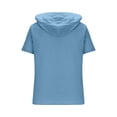 thumbnail image 4 of Hurxie Short Sleeve Hoodies for Men Cotton Hoodies Summer Sweatshirt Lightweight Breathable Workout Shirts Pullover Light Blue,XL, 4 of 6