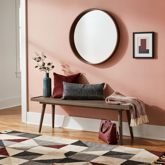 Mid-Century Modern Full-Size Bench, Clay