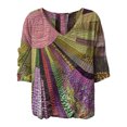 thumbnail image 6 of DHFJKG Tshirts Shirts For Women Boho Top Rainbow Print 3/4 Sleeve V Neck Loose Fit Graphic Tees Retro Bohemian Trendy Tops, 6 of 6