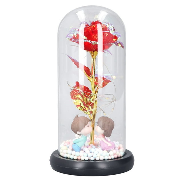 Rose Flowerin Glass, Ilumina la Navidad artificial Ilumina el regalo de la flor de Rose LED Artificial Rose Altamente versátil