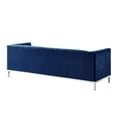 thumbnail image 6 of Jens Navy/Chrome Velvet Sofa - Tuxedo, Line Stitch Tufted, Stainless Steel Chrome Legs, 6 of 9