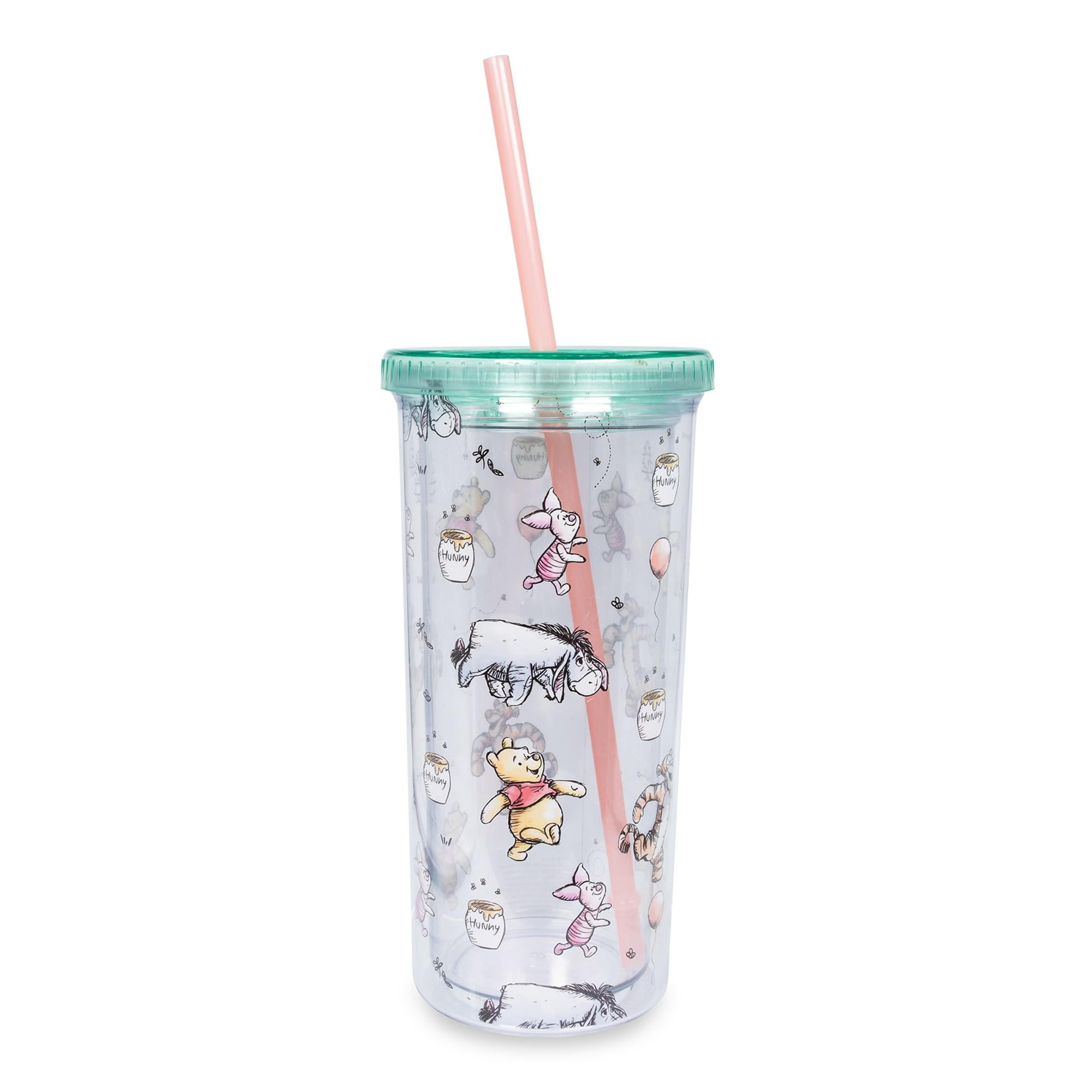 Disney Winnie the Pooh Character Toss Acrylic Carnival Cup with Lid and  Straw 