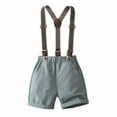 thumbnail image 7 of Boys Outfits Fashion Summer Short Sleeve Flower Shirt Strap Shorts Baby Clothes Blue, 7 of 7