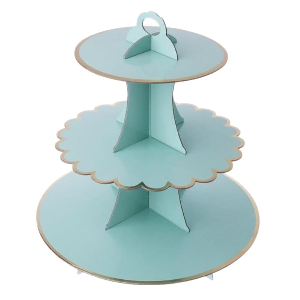 Tier Cardboard Afternoon Tea Cupcake Cake Stand Birthday Party Blue
