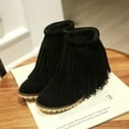thumbnail image 6 of hopeusnice Women's Suede Fringe Ankle Boots Zipper Closure Booties Comfortable Platform Wedge Heel Fashion Fall Winter Fringe Boots Black 37, 6 of 8