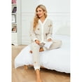 thumbnail image 3 of LYCY Womens Fuzzy Plush Pajama Set, Soft Warm Fleece Pajama for Women Cute Long Embroidered 2 Piece Sleepwears(Bear-khaki,Medium), 3 of 6