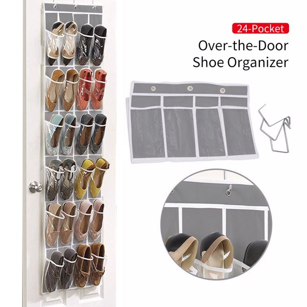 Siaonvr 24 Pockets Crystal Clear Over The Door Hanging Shoe Organizer 64 X 19 Walmart Com Walmart Com