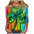 thumbnail image 2 of Ladies St. Patrick's Day Tops, 3/4 Sleeve T Shirt Women, Crew Neck Blouses Women's St. Patrick's Day Printed Fashion Tees Casual Crewneck 3/4 Sleeved Ladies Tops Blouses Shirts, 2 of 5