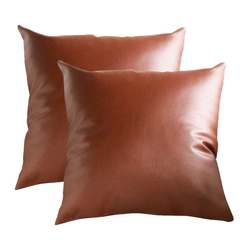 Clearance Hot Sales! 2pc Faux Leather Cushion Covers Throw