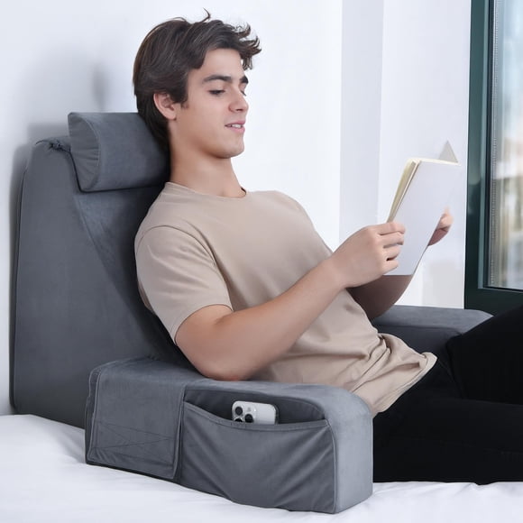 Almohada de lectura ENITYA para cama y sentado con reposacabezas y reposabrazos