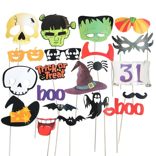 De Accesorios Para Fotos De Halloween Con Palos De Bambú, Fantasma, Araña, Murciélago, Calabaza, Mago, Señal, Accesorios Para Suministros De Fiesta 21 Uds. seitruly HA037391-00