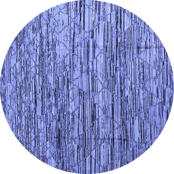 Ahgly Company Indoor Round Abstract Blue Modern Area Rugs, 7' Round