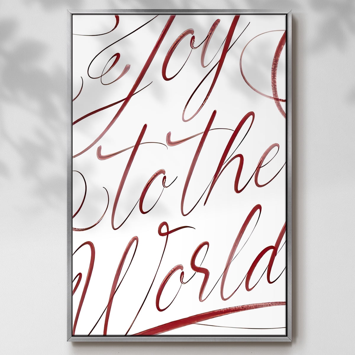 Joy To The World - Framed Gallery Wrapped Holiday Canvas - 17 x 25 - Silver Frame