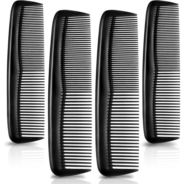 4 piezas de peine de pelo negro, peine de bolsillo de plástico, peine de dientes finos estándar para cortar el cabello, peine de peluquería fino, peine de peluquería para el cuidado del cabello
