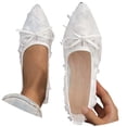thumbnail image 2 of Casual Shoes for Women Elegant Wide Fit Lace Mesh Pointed Toe With Bow Breathable Casual Shoes For Everyday Wear,White,CN:40(US:8.5), 2 of 7