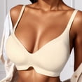 thumbnail image 2 of Alun Womens Seamless Smooth No Underwire T Shirt Bras with Light Push up and Side Support for Daily Wear Deep V-Neck Lightweight Breathable Solid Color Bralettes Beige L, 2 of 6