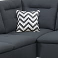 thumbnail image 3 of Benjara Olga 3 Piece L Shape Sectional Sofa- Ottoman- 2 Pillows- Charcoal Gray, 3 of 8