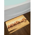 thumbnail image 2 of San Diego Bath Mat, City Skyline Silhouette Buildings and Sailing Ship Modern Design, Plush Bathroom Decor Mat with Non Slip Backing, 29.5" X 17.5", Pale Orange Cinnamon, by Ambesonne, 2 of 2