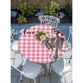 thumbnail image 2 of Round Tablecloth Vintage Valentine's Day Elastic Edge Fitted Skull Rose Plastic Table Cover,Waterproof Oil Proof for Dinner,Outdoor, Picnic, 45"- 54" DIA Tables Pink White Plaid, 2 of 8