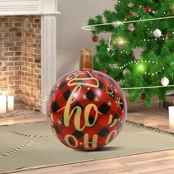 SHENGXINY Giant Inflatable Christmas Ball Ornaments,Outdoor Large Painted Decorated Balls,Christmas Tree Decorations,Garden Patio Party Birthday Home Decor Multicolor 24in