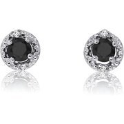MyDiamondBox Black and White Diamond Stud Earrings in Sterling Silver -For Women and Girls
