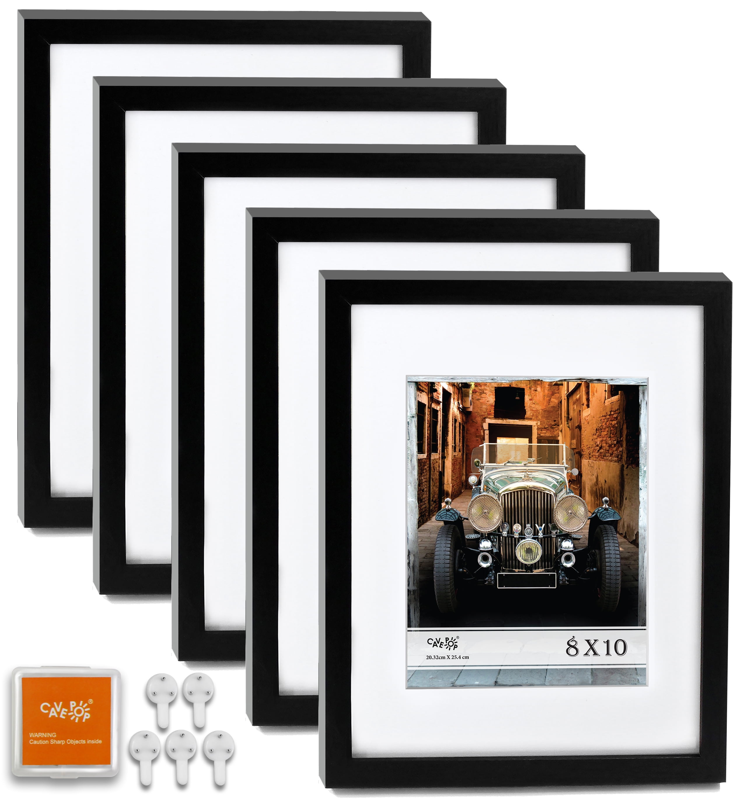 11x14 Picture Frame Set of 5,Display Pictures 8x10 with Mat or 11x14 Black 