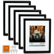Cavepop 11x14 Black Picture Frame with Mat Set of 5, Made to Display 11x14” Without Mat, 8x10 with Mat - Large Wall Hanging Photo Frames, Collage Picture Frame Sets