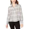 thumbnail image 1 of I.N.C Womens Plaid Sequin Button Up Shirt, Grey, Medium, 1 of 1