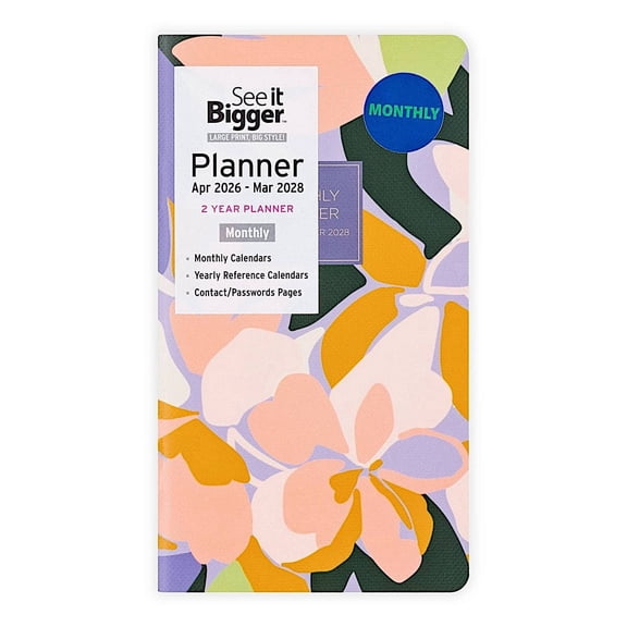 SEE IT BIGGER Plan Ahead Monthly Pocket Planner April 2026 -March 2028 3.75" x 6.75" Floral design