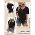 thumbnail image 7 of NFTOEIULA Women Jacquard V Neck Puff Short Sleeve T-Shirt, 7 of 7