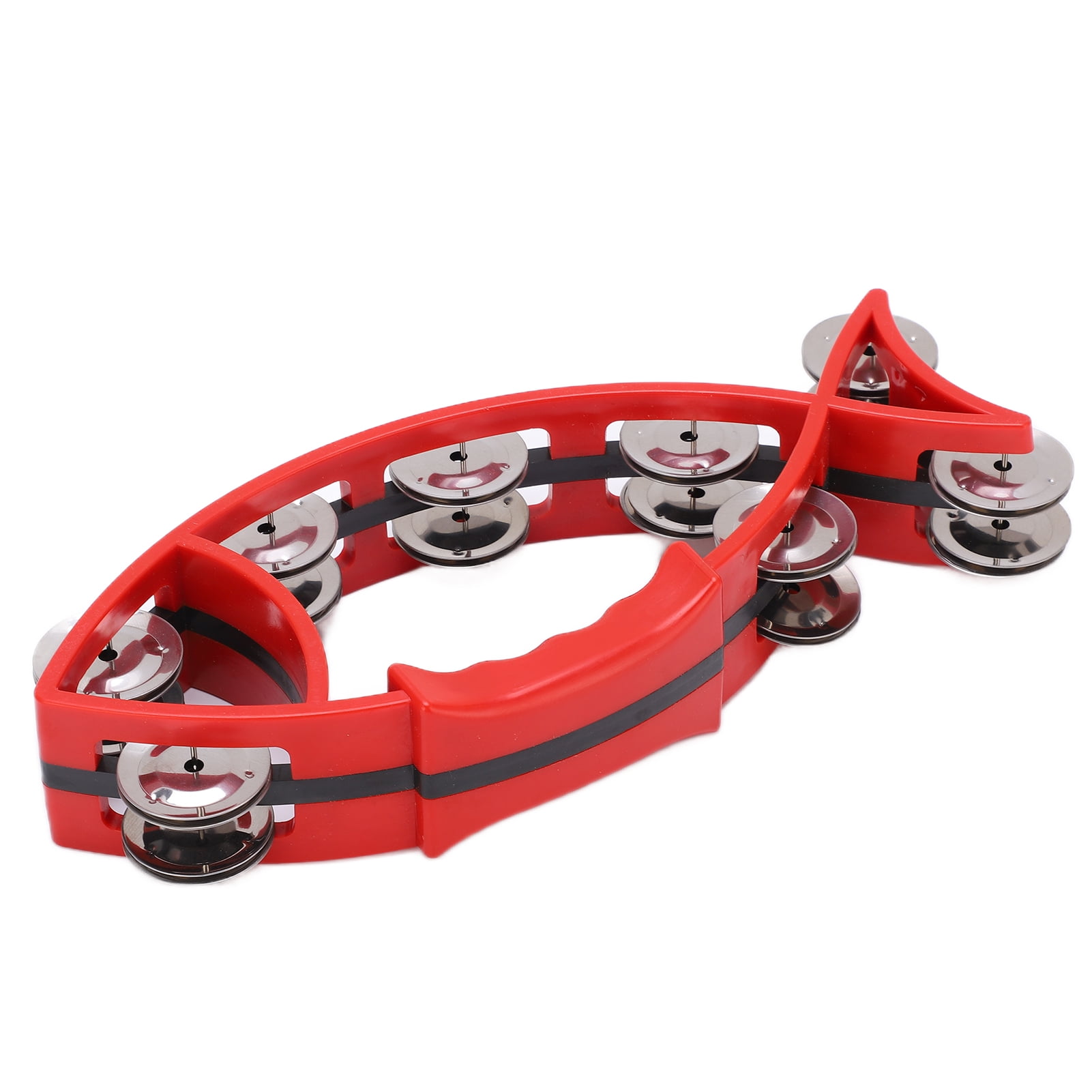 Tambourine, Fish Shaped Tambourines Instrument Mini For Gift For Party Red