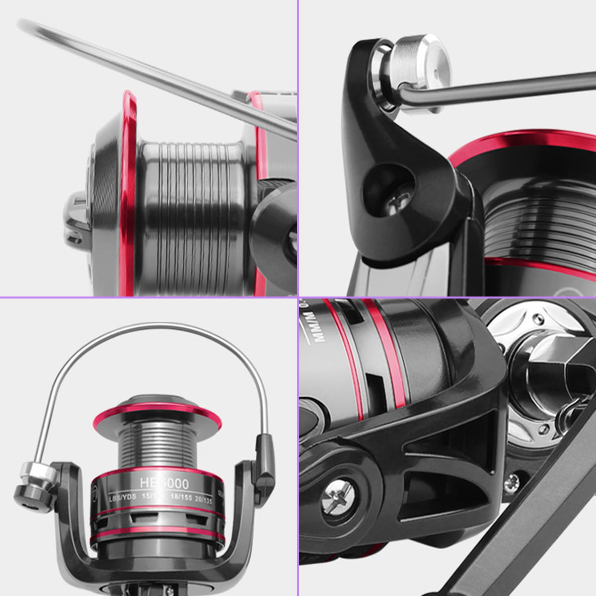 HB1000-6000 Spinning Fishing Reel 12BB Metal Spool Gear Ratio 5.2:1 Left Right 