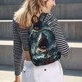 thumbnail image 5 of Yiaed Wave Sailboat Shark Print Print Laptop Backpack Travel Canvas Backpack Vintage Aesthetic Backpack for School Knapsack Backpack Backpack for School-Small, 5 of 5