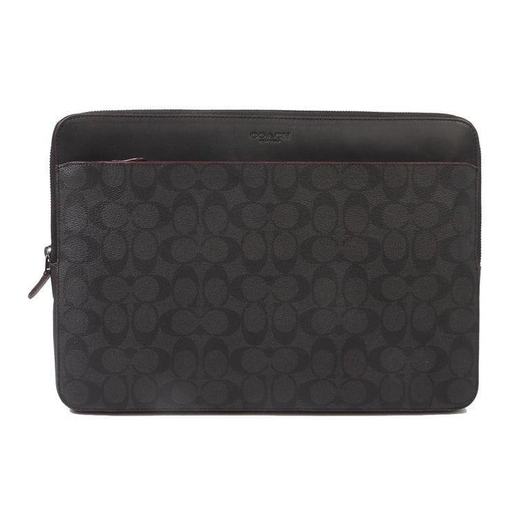 コーチ ロゴデザイン タブレットケース NWT COACH Laptop Tablet Case Signature Canvas Logo Black Oxblood