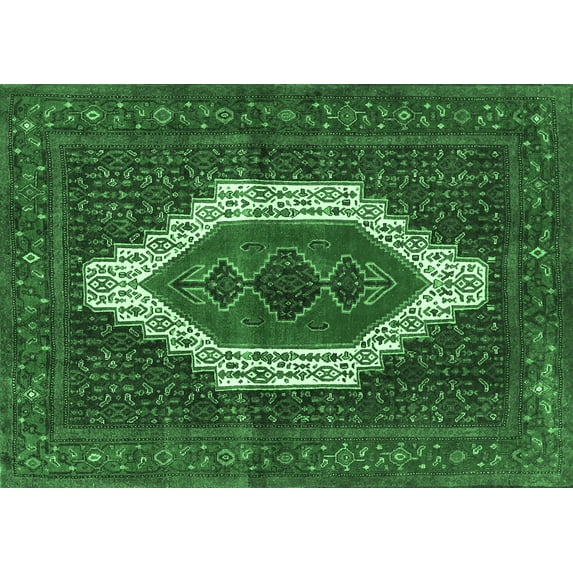 Ahgly Company Indoor Rectangle Persian Emerald Green Traditional Area Rugs, 5' x 8'